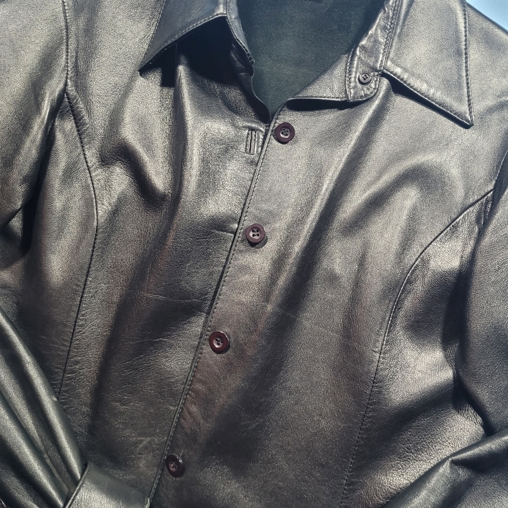 Vintage 90s leather shirt/jacket by Nicola Berti - Picture 4 of 8